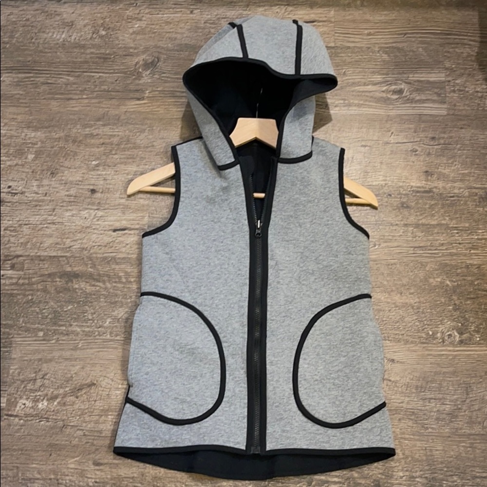 lululemon athletica Gray Hooded Sleeveless Vest with Black Trim